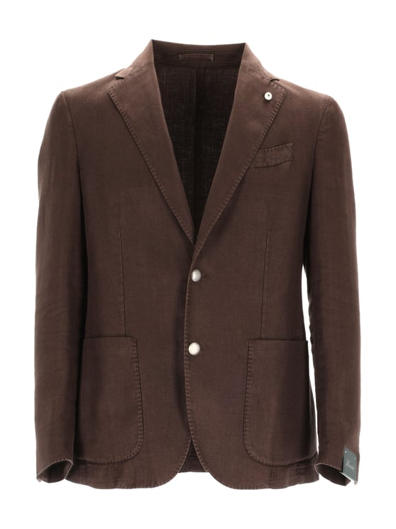 Luigi Bianchi Brown Tailored Linen Cotton Blazer