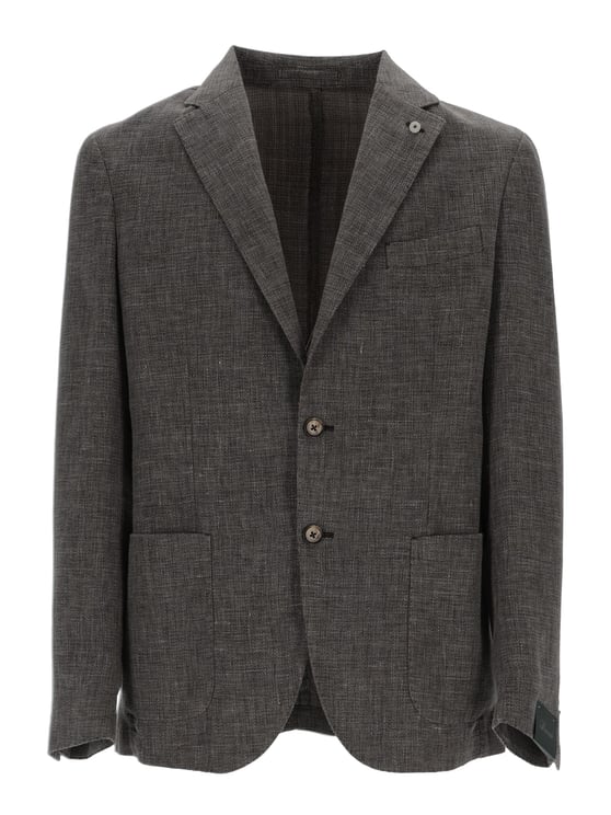 Luigi Bianchi Textured Grey Two Button Jacket