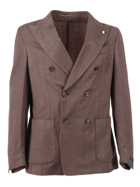 Luigi Bianchi Double Breasted Drop S Herringbone Blazer