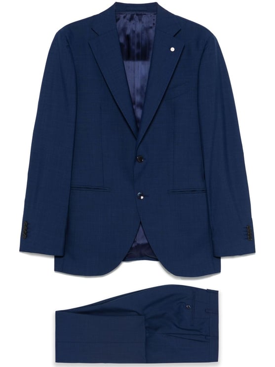 Luigi Bianchi Navy Blue Tailored Wool Suit