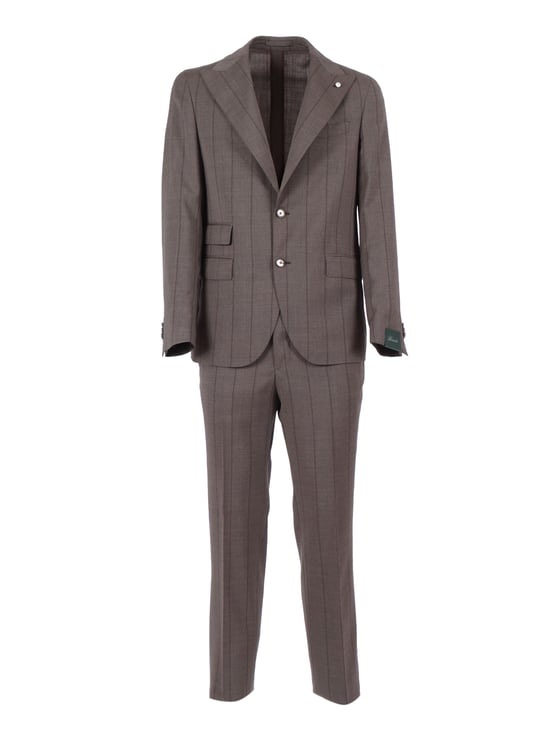 Luigi Bianchi Brown Virgin Wool Pinstripe Suit