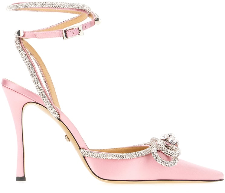 Mach&Mach Mach&mach Pink satin Double bow pumps