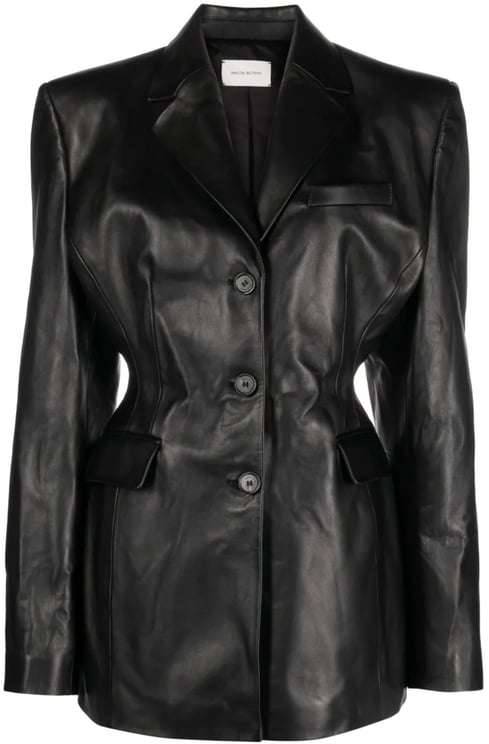 Magda Butrym Leather Blazer Black