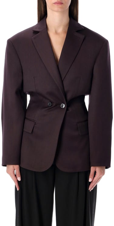 Magda Butrym Db Breast Fitted Blazer Burgundy Viola