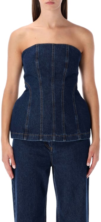 Magda Butrym Bustier Denim Top Blu