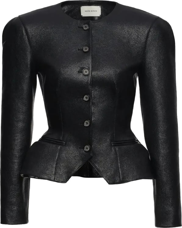 Magda Butrym Leather 24 Blazer Black