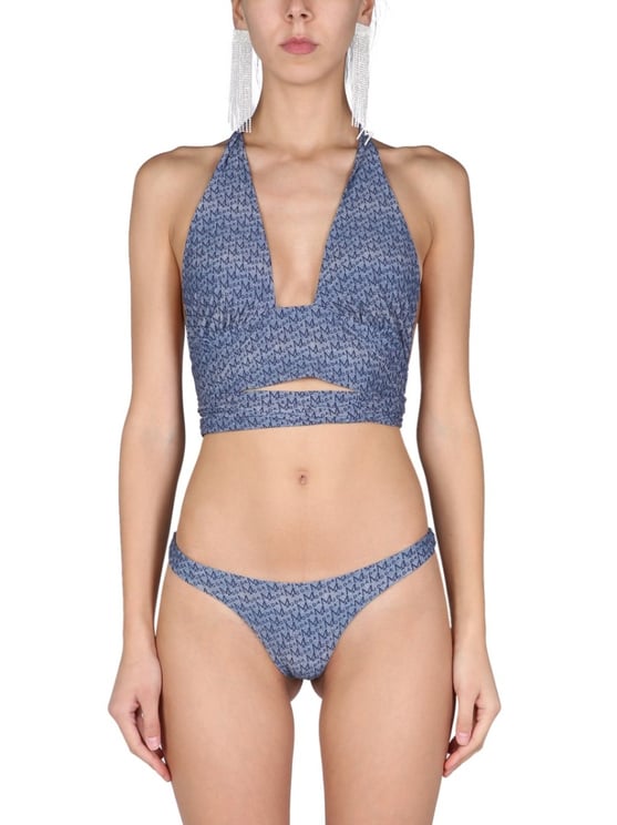 Magda Butrym Bikini Top With All Over Logo