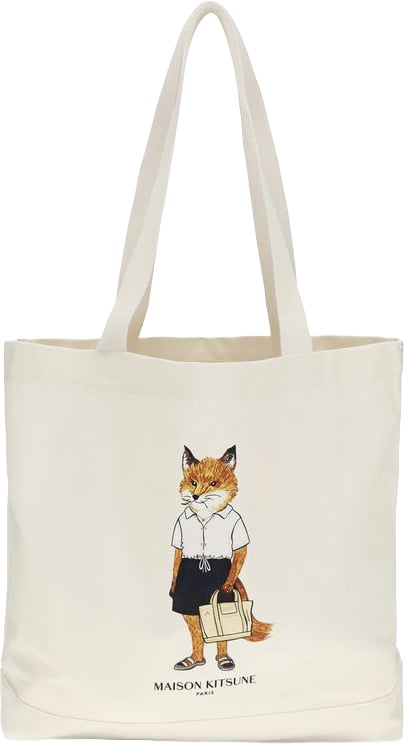 Maison Kitsuné Maison Kitsuné Beige Cotton Handbag