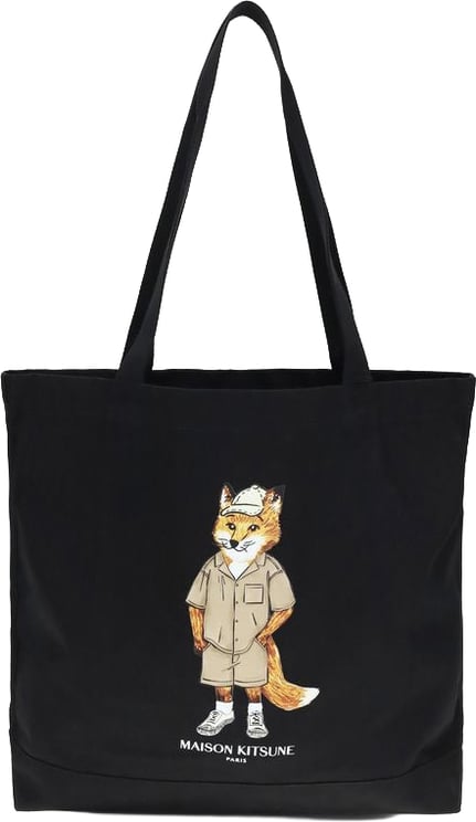 Maison Kitsuné Maison Kitsuné Black Cotton Shoulder Bag