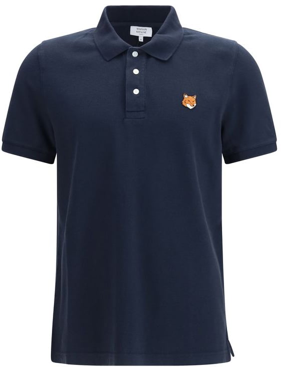 Maison Kitsuné Maison Kitsuné Blue Cotton Polo Shirt