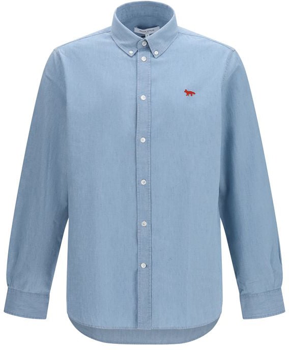 Maison Kitsuné Maison Kitsuné Blue Cotton Shirt