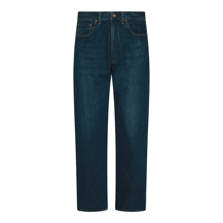 Maison Kitsuné Straight-Leg Denim Jeans With Copper Rivets And Leather Patch
