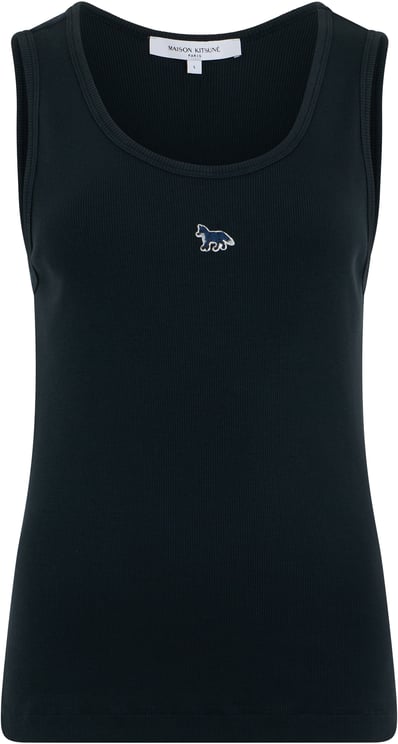 Maison Kitsuné Top with ribbing and embroidery