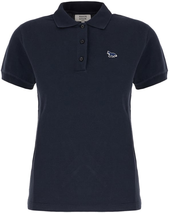 Maison Kitsuné Maison Kitsunè Midnight blue piquet polo shirt