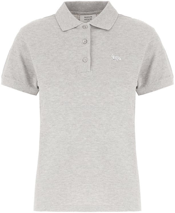 Maison Kitsuné Maison Kitsunè Melange grey piquet polo shirt