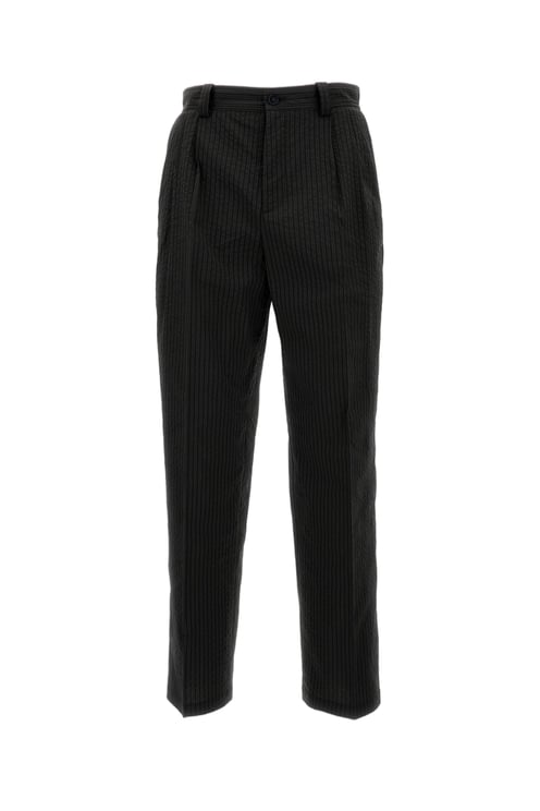 Maison Kitsuné Cotton Wide-Leg Trousers With Striped Pattern And Logo Accents