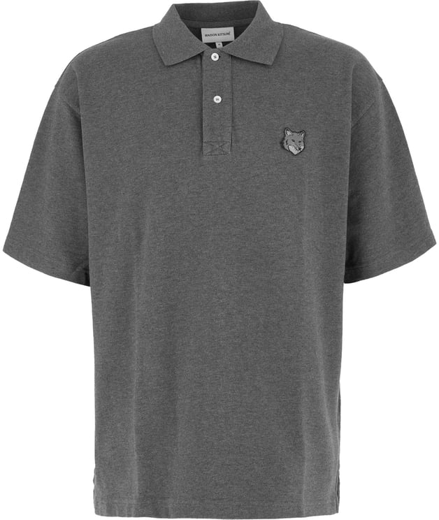 Maison Kitsuné Maison Kitsunè Grey piquet polo shirt