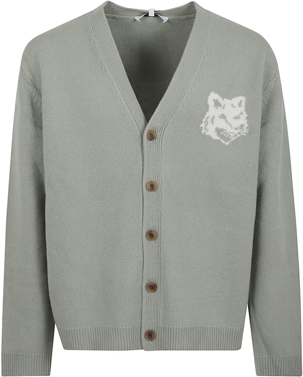Maison Kitsuné MAISON KITSUNE FOX HEAD INTARSIA MERINO CARDIGAN