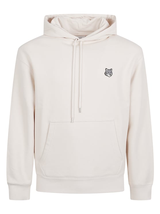 Maison Kitsuné Lightweight White Hoodie With Embroidered Fox Emblem
