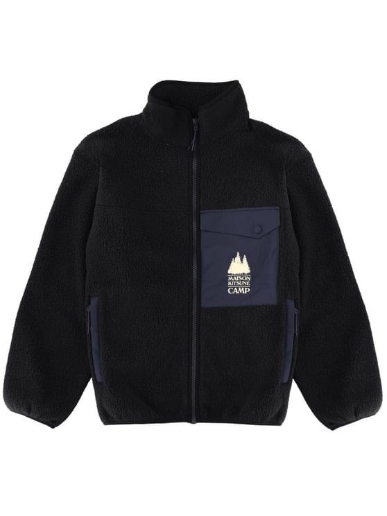 Maison Kitsuné Textured Fleece Polyester Stand Collar Jacket
