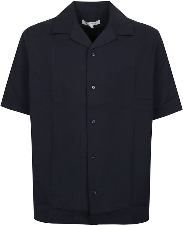 Maison Kitsuné Short Sleeve Seersucker Resort Shirt Blue