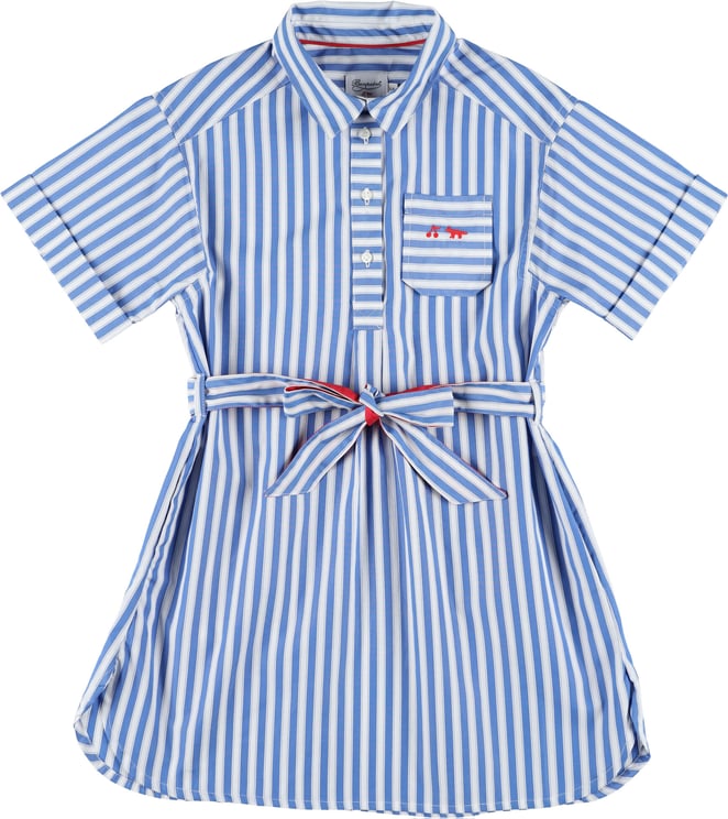 Maison Kitsuné Shirt Belt Dress Stripes Prussian Blue Stripes