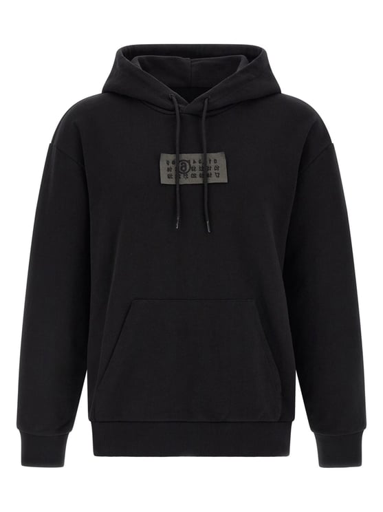 Maison Margiela Black Central Printed Detail Cotton Hoodie