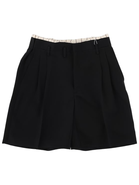 Maison Margiela Tailored Black Shorts with Structured Fit and Contrasting Waistband