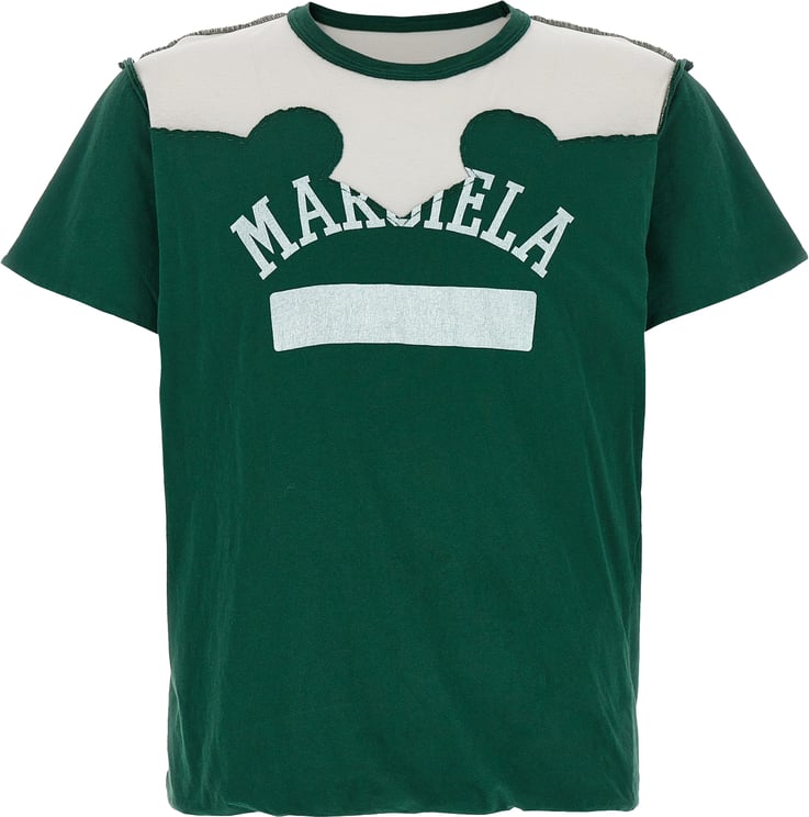 Maison Margiela Green Cotton Logo Print T-Shirt