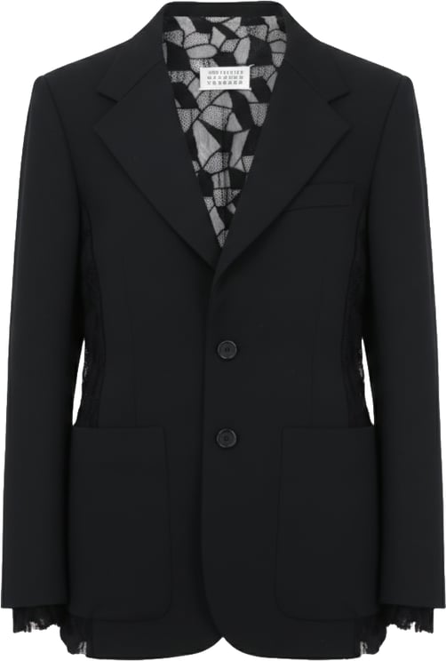 Maison Margiela Maison Margiela Black Blazer with Lace Overlay, Size 40