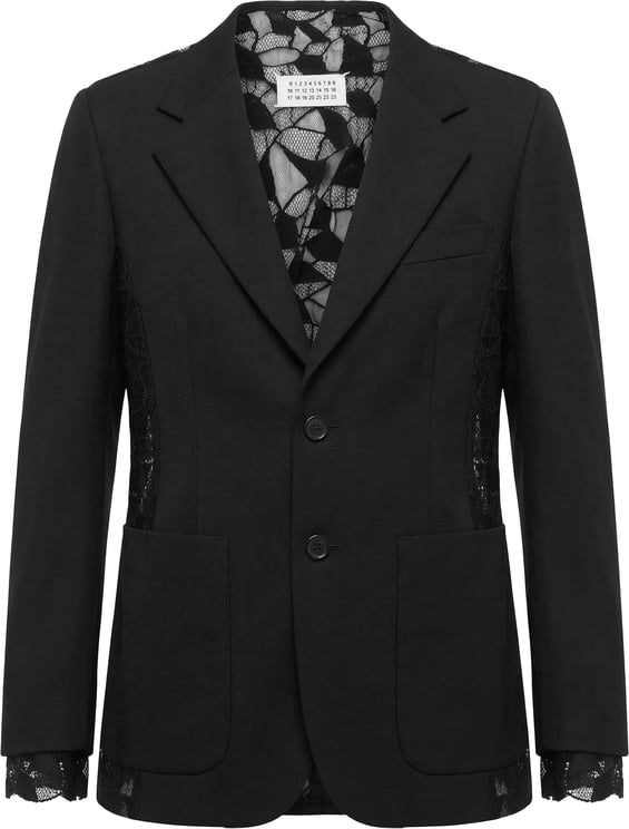 Maison Margiela Maison Margiela Black Blazer with Lace Overlay, Size 40