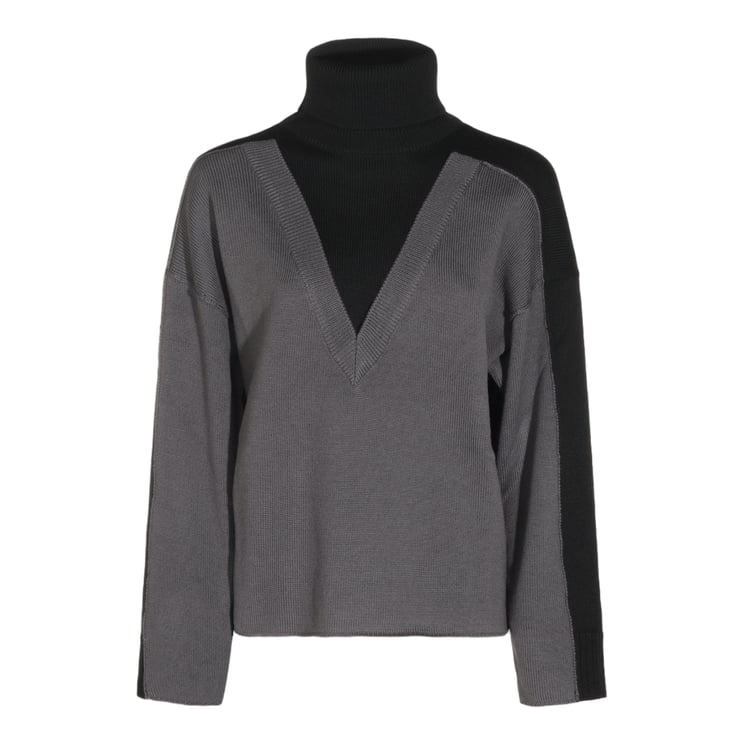 Maison Margiela Layered V-Neck Sweater with Turtleneck