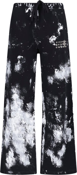 Maison Margiela Black Distressed Splatter Pattern Sport Trousers