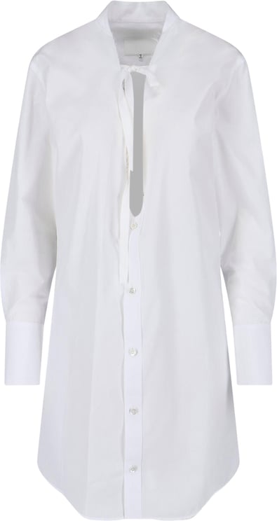 Maison Margiela White Poplin Front Tie Mini Dress