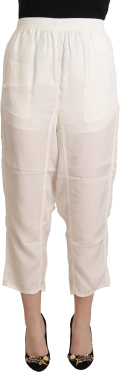 Maison Margiela Maison Margiela White High Waist Cropped Women Trouser Pants