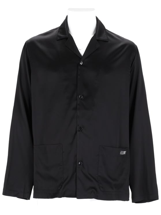 Maison Margiela Black Silk-Blend Front-Pocket Shirt