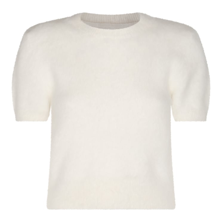 Maison Margiela Wool Blend T-Shirt With Brushed Texture And Ribbed Detailing
