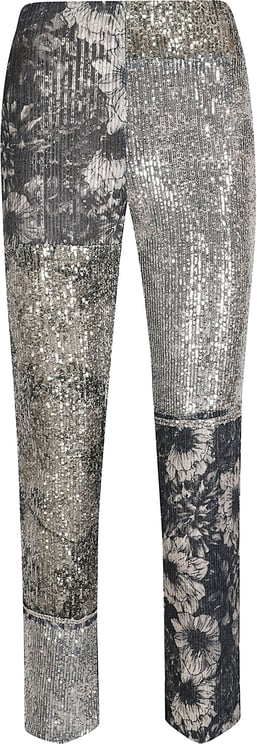 Maison Margiela Patchwork Grey Jeans with Sequined Panels and Cropped Cut