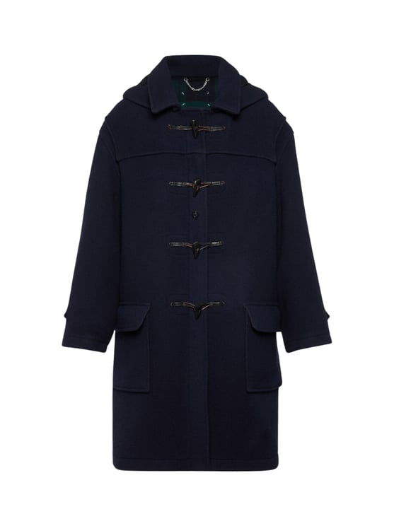 Maison Margiela Navy Blue Wool Coat With Toggle Fastening And Flap Pockets
