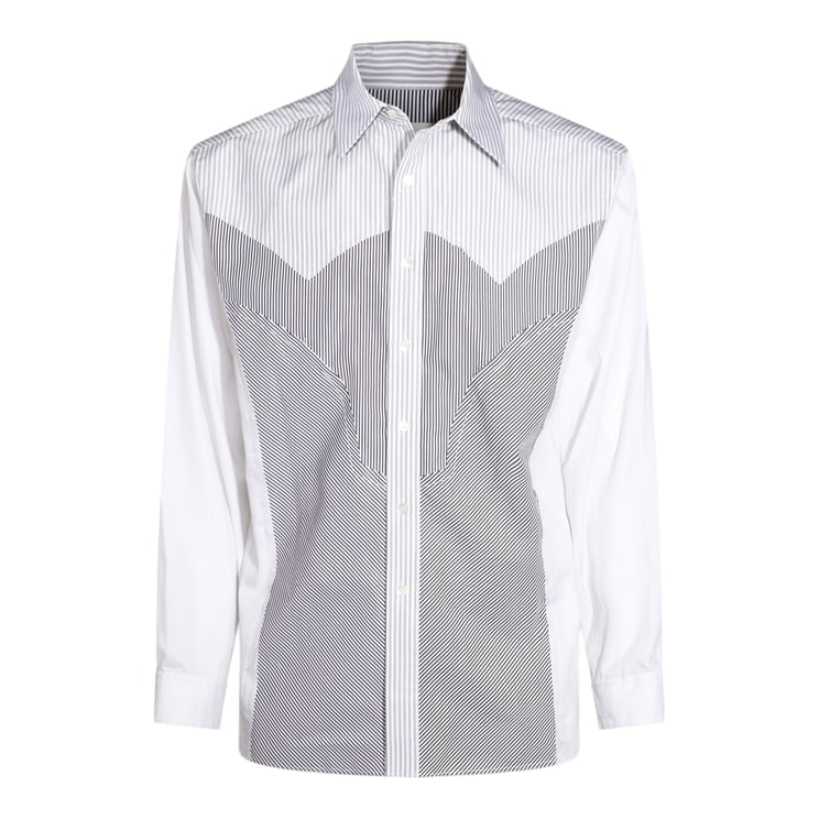 Maison Margiela Geometric Pinstripe Casual Shirt with Classic Collar