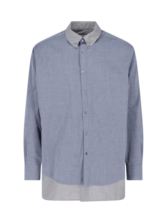 Maison Margiela Blue Cotton Layered Button-Down Shirt