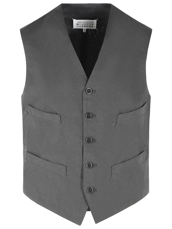 Maison Margiela Grey Cotton And Silk Vest
