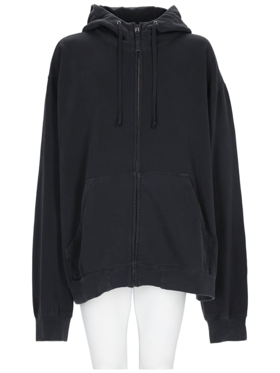 Maison Margiela Zip-Up Black Sports Jacket With Hood And Kangaroo Pocket