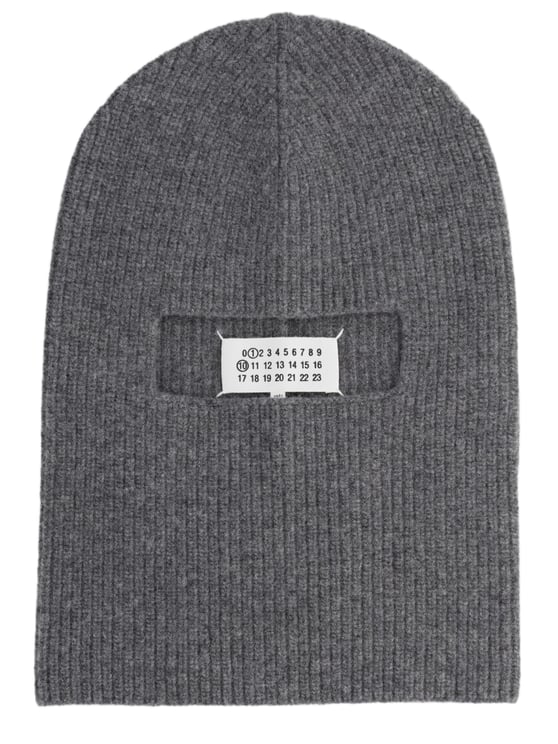 Maison Margiela Medium Grey Ribbed Knit Virgin Wool Beanie