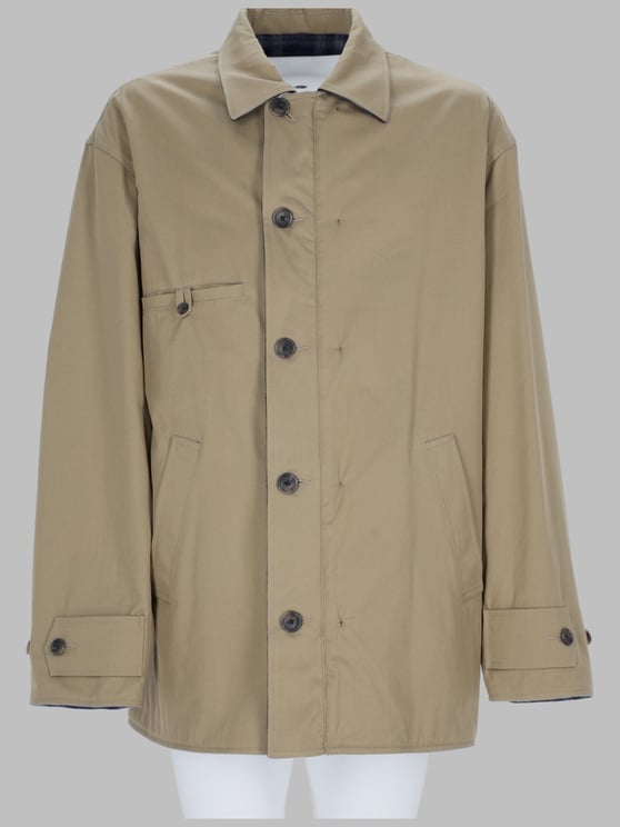 Maison Margiela Beige Sports Jacket with Classic Collar and Button-Down Front