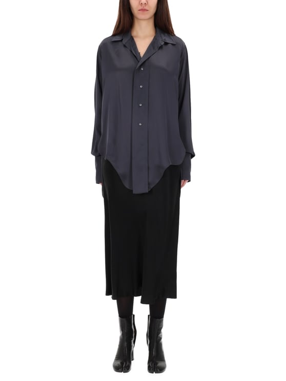 Maison Margiela Asymmetrical Hem Collared Long-Sleeve Shirt