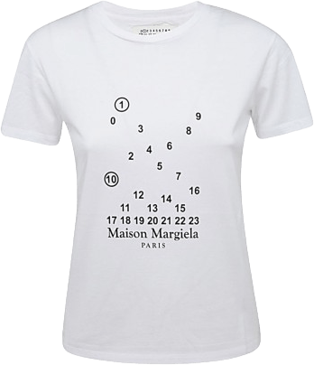 Maison Margiela T-shirt in cotone bianco con logo numerico
