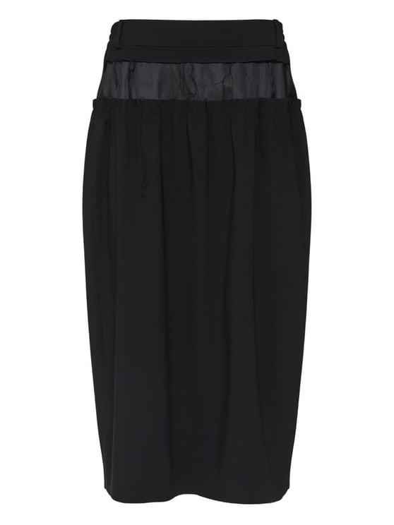 Maison Margiela Black Gathered Polyester Midi Skirt
