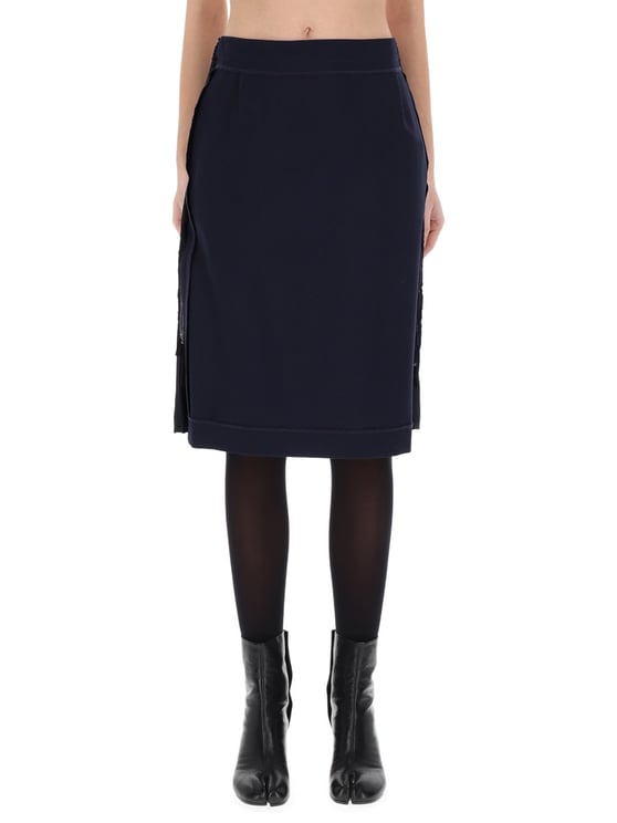 Maison Margiela Black Polyester-Blend Zipper Midi Skirt