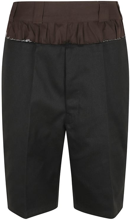 Maison Margiela Tailored Black Shorts With Unique Ruffled Waistband